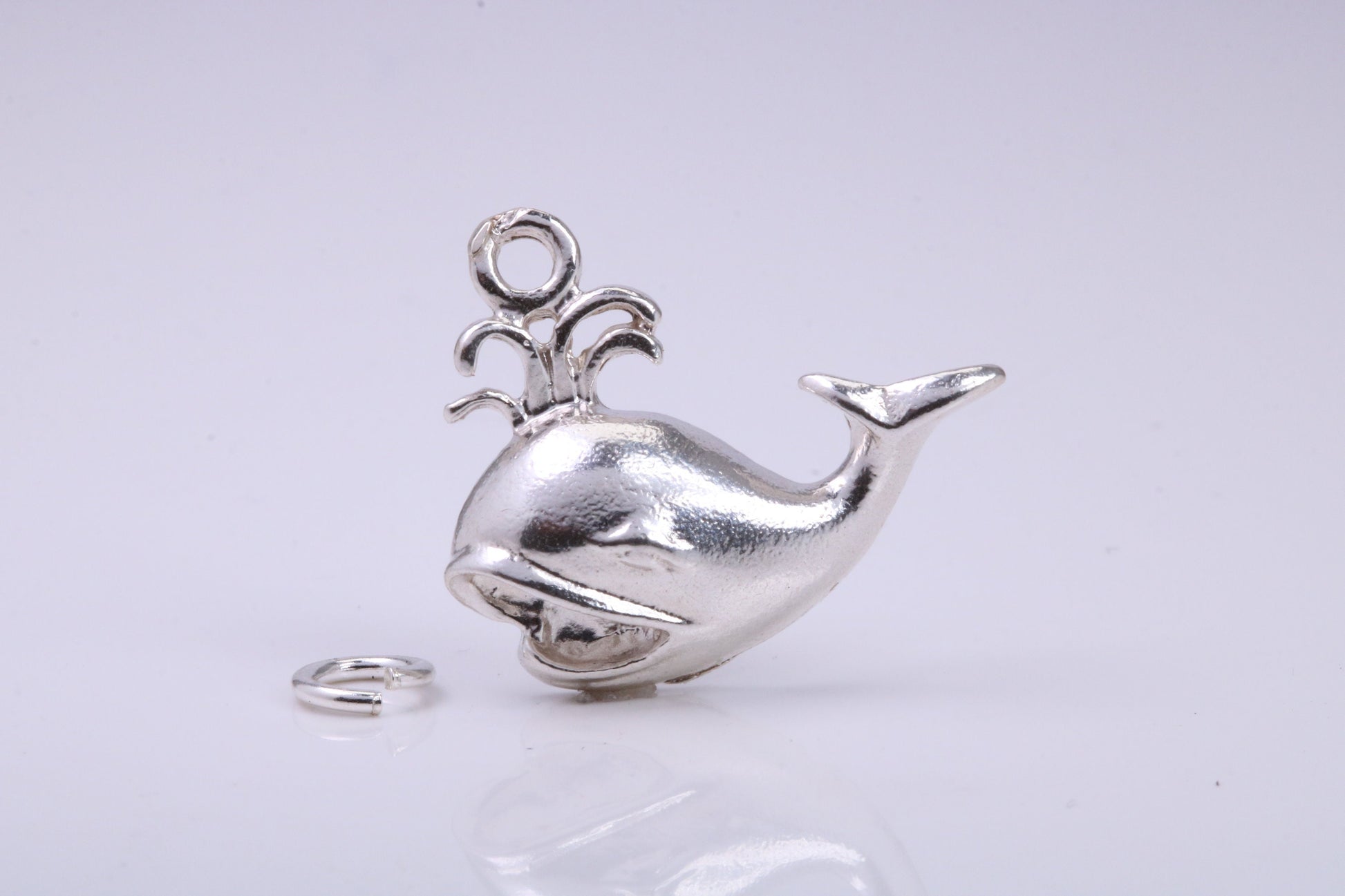 Whale Charm, Traditional Charm, Made from Solid 925 Grade Sterling Silver, Complete with Attachment Link