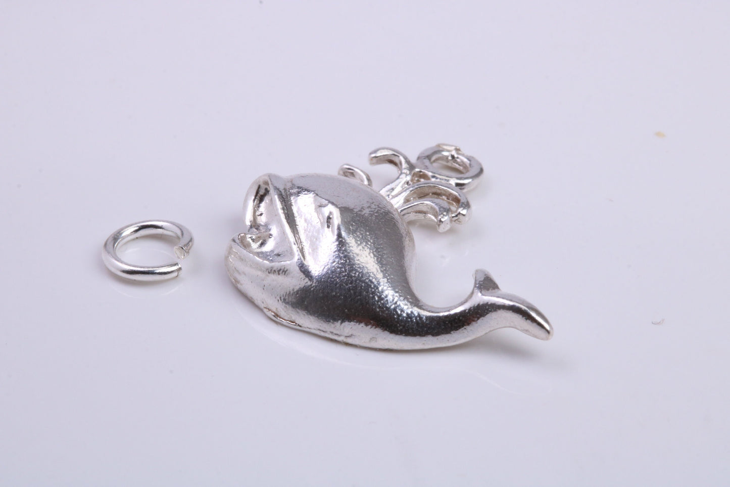 Whale Charm, Traditional Charm, Made from Solid 925 Grade Sterling Silver, Complete with Attachment Link