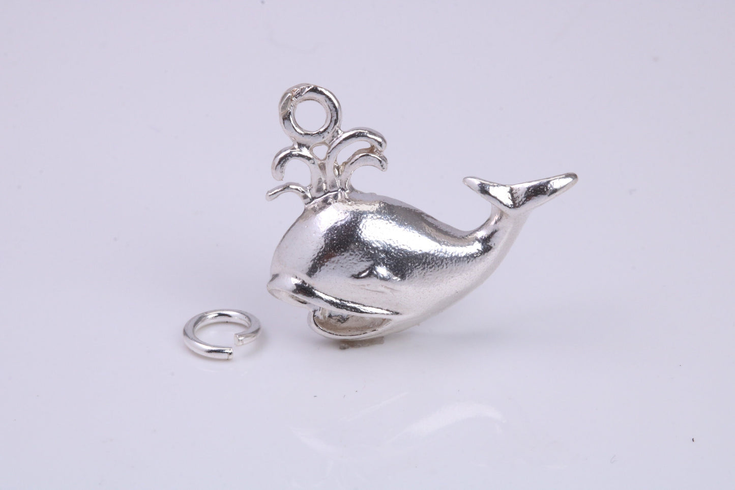 Whale Charm, Traditional Charm, Made from Solid 925 Grade Sterling Silver, Complete with Attachment Link