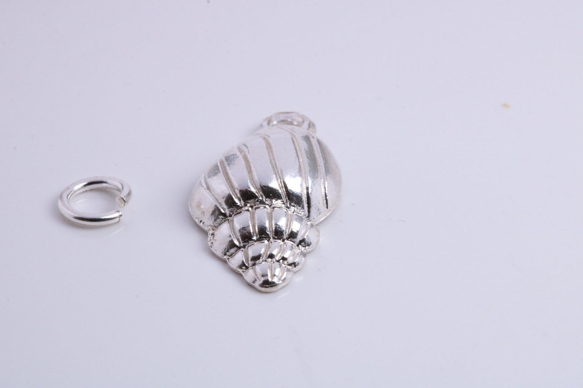 Sea Shell Charm, Traditional Charm, Made from Solid 925 Grade Sterling Silver, Complete with Attachment Link