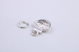 Sea Shell Charm, Traditional Charm, Made from Solid 925 Grade Sterling Silver, Complete with Attachment Link