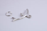 Whale Charm, Traditional Charm, Made from Solid 925 Grade Sterling Silver, Complete with Attachment Link