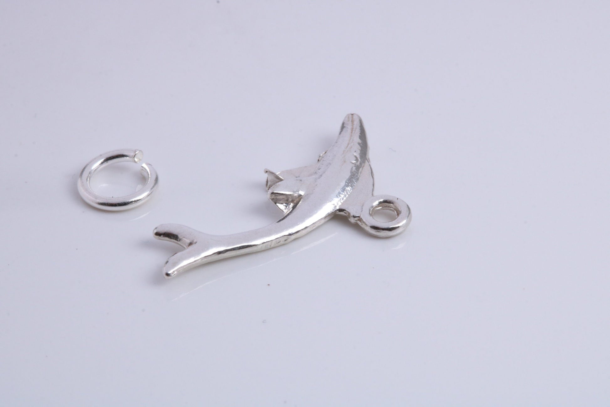 Whale Charm, Traditional Charm, Made from Solid 925 Grade Sterling Silver, Complete with Attachment Link
