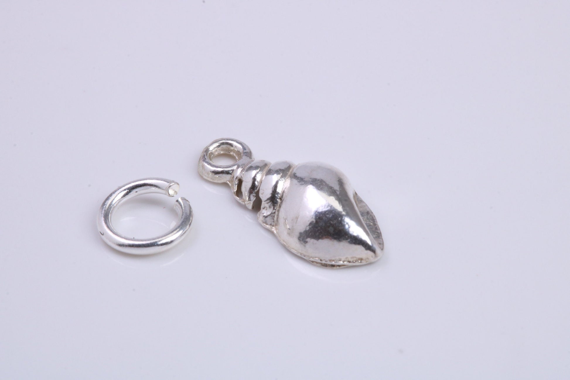 Sea Shell Charm, Traditional Charm, Made from Solid 925 Grade Sterling Silver, Complete with Attachment Link
