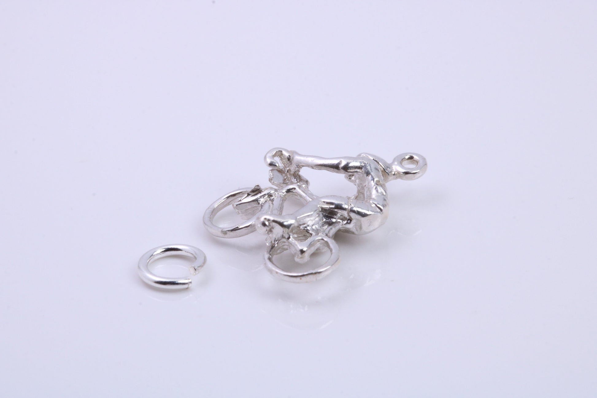 Cyclist Charm, Traditional Charm, Made from Solid 925 Grade Sterling Silver, Complete with Attachment Link