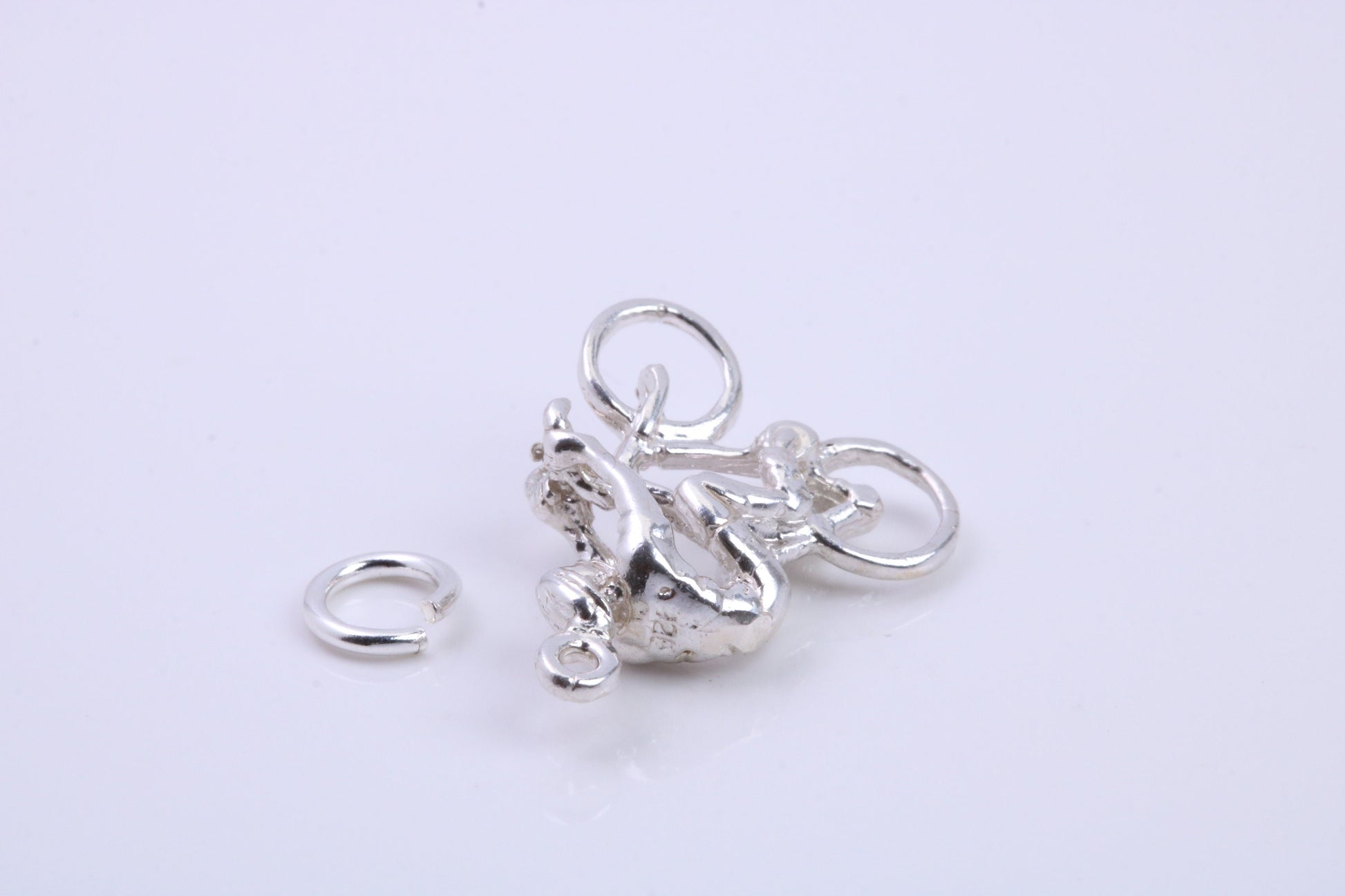 Cyclist Charm, Traditional Charm, Made from Solid 925 Grade Sterling Silver, Complete with Attachment Link