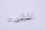 Howling Wolf Charm, Traditional Charm, Made from Solid 925 Grade Sterling Silver, Complete with Attachment Link