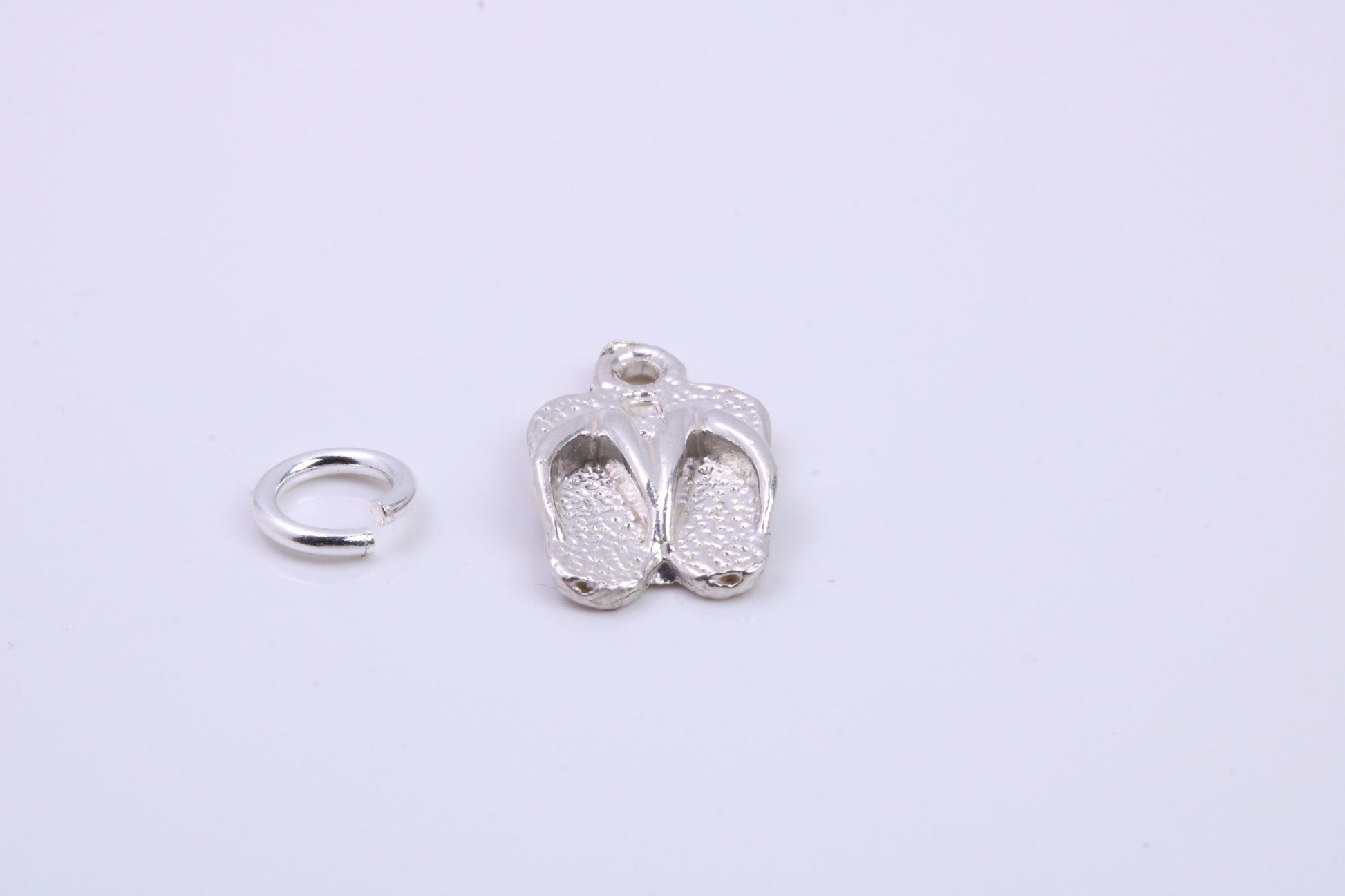 Flip Flops Charm, Traditional Charm, Made from Solid 925 Grade Sterling Silver, Complete with Attachment Link