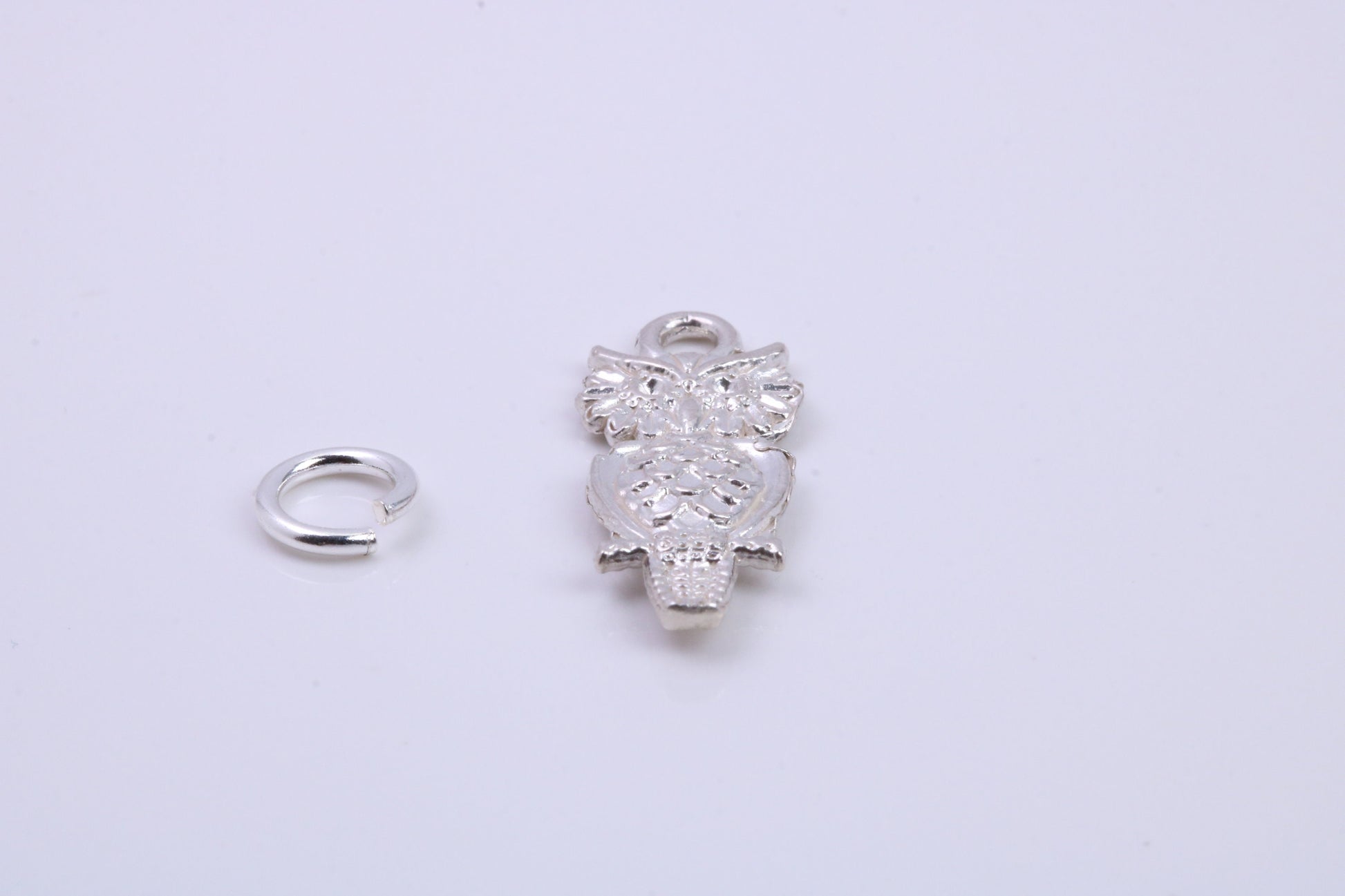 Owl Charm, Traditional Charm, Made from Solid 925 Grade Sterling Silver, Complete with Attachment Link