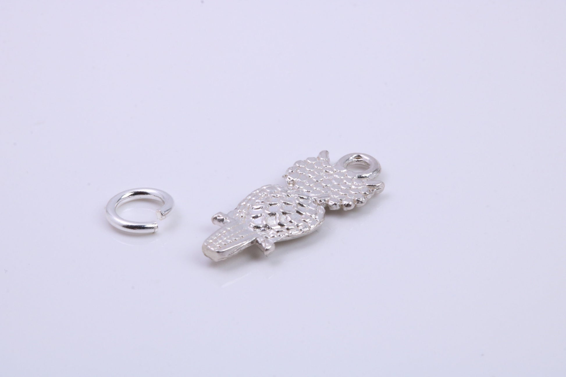 Owl Charm, Traditional Charm, Made from Solid 925 Grade Sterling Silver, Complete with Attachment Link