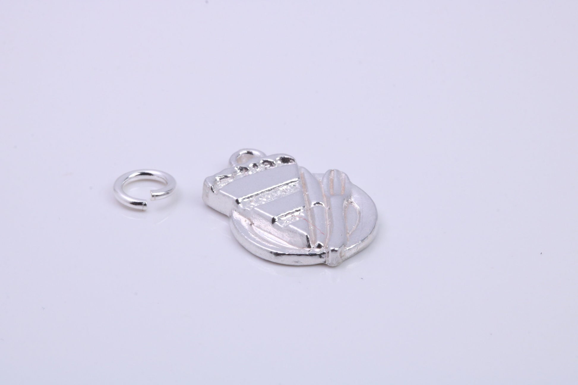 Slice of Cake Charm, Traditional Charm, Made from Solid 925 Grade Sterling Silver, Complete with Attachment Link