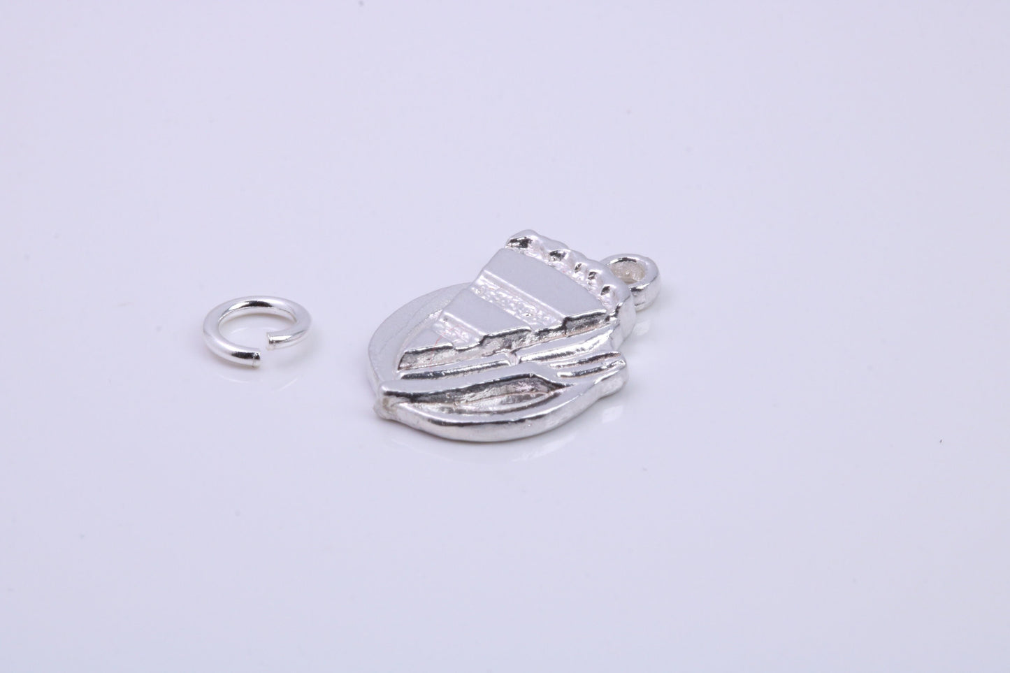 Slice of Cake Charm, Traditional Charm, Made from Solid 925 Grade Sterling Silver, Complete with Attachment Link