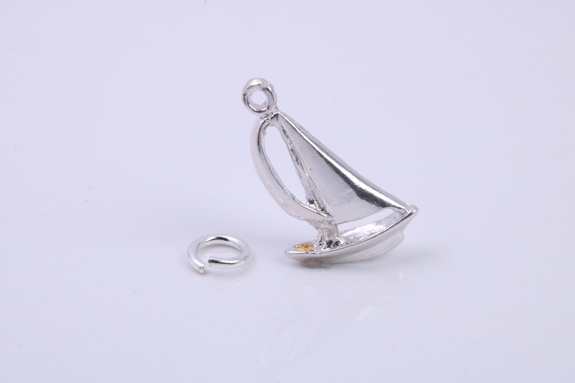 Sailing Dingy Charm, Traditional Charm, Made from Solid 925 Grade Sterling Silver, Complete with Attachment Link