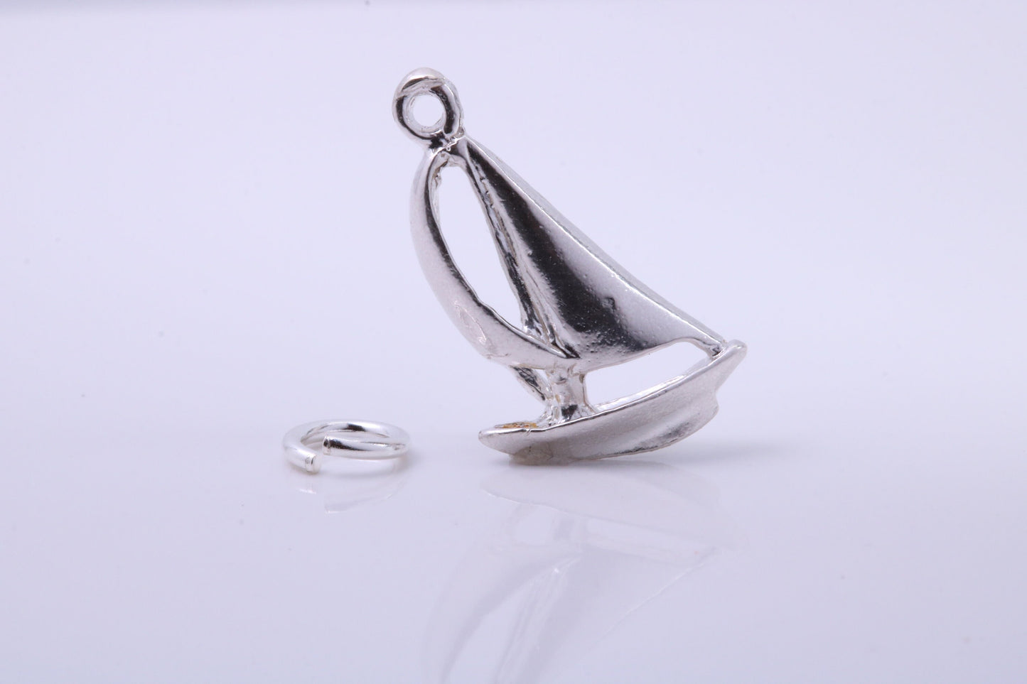 Sailing Dingy Charm, Traditional Charm, Made from Solid 925 Grade Sterling Silver, Complete with Attachment Link