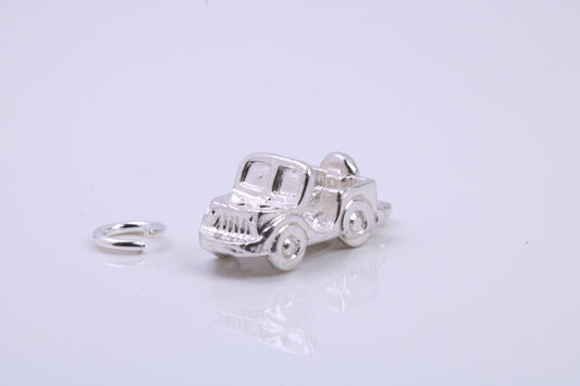 Car Charm, Traditional Charm, Made from Solid 925 Grade Sterling Silver, Complete with Attachment Link