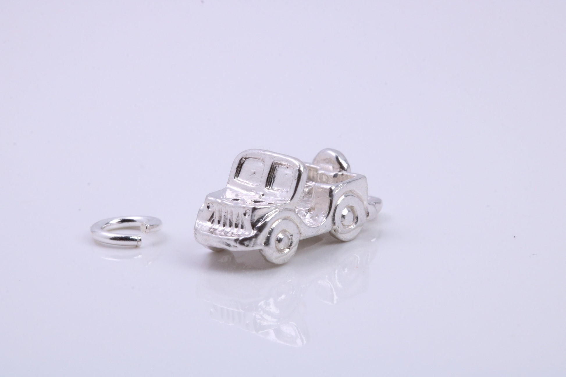 Car Charm, Traditional Charm, Made from Solid 925 Grade Sterling Silver, Complete with Attachment Link