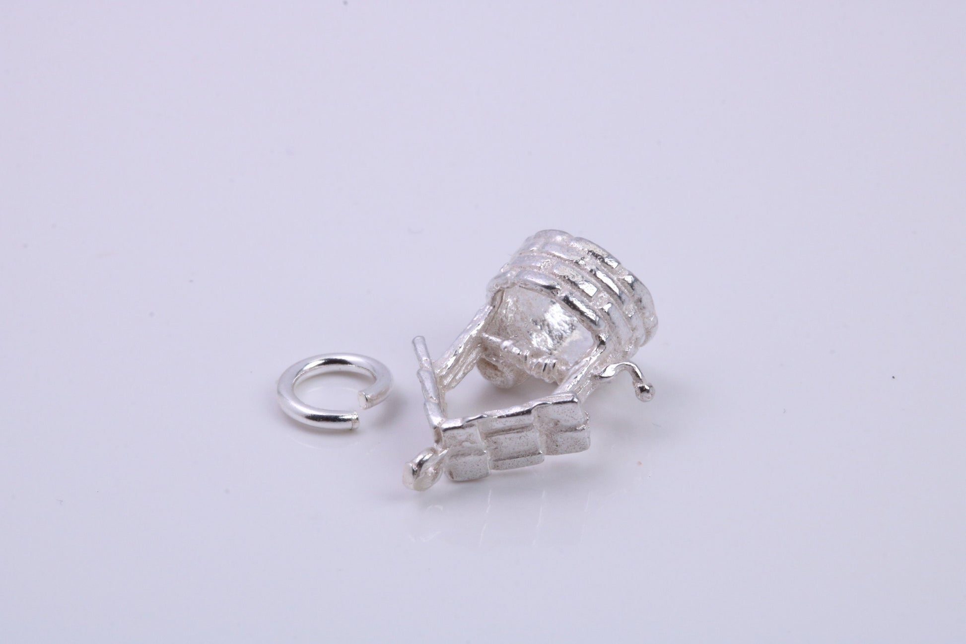 Wishing Well Charm, Traditional Charm, Made from Solid 925 Grade Sterling Silver, Complete with Attachment Link