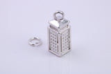 Telephone Booth Charm, Traditional Charm, Made from Solid 925 Grade Sterling Silver, Complete with Attachment Link