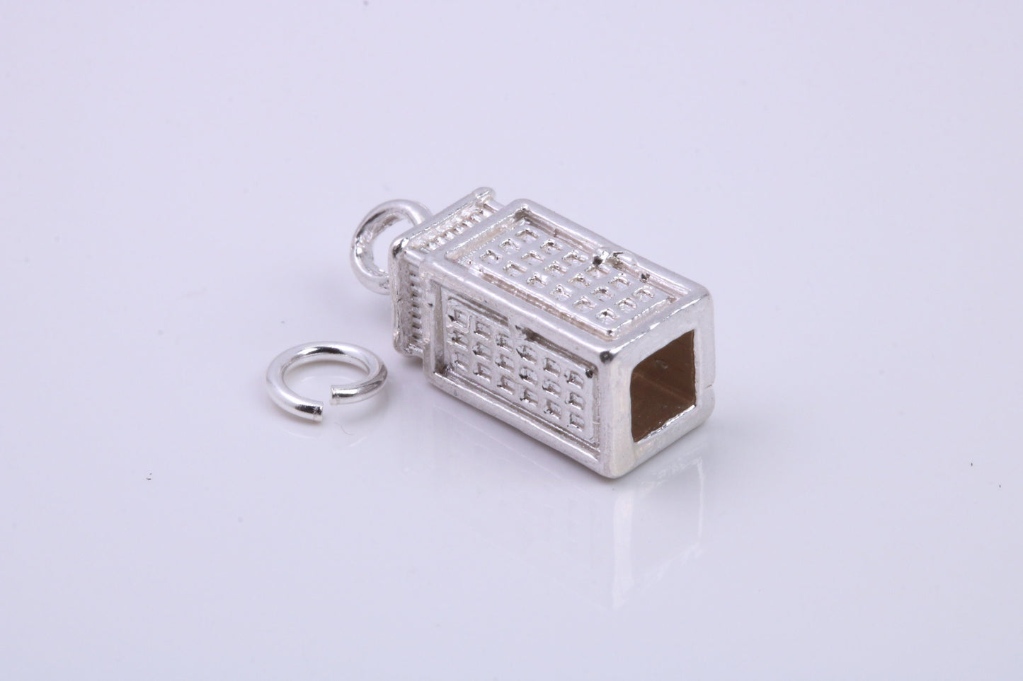 Telephone Booth Charm, Traditional Charm, Made from Solid 925 Grade Sterling Silver, Complete with Attachment Link