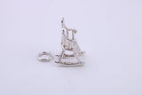 Rocking Chair Charm, Traditional Charm, Made from Solid 925 Grade Sterling Silver, Complete with Attachment Link