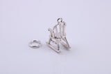 Rocking Chair Charm, Traditional Charm, Made from Solid 925 Grade Sterling Silver, Complete with Attachment Link