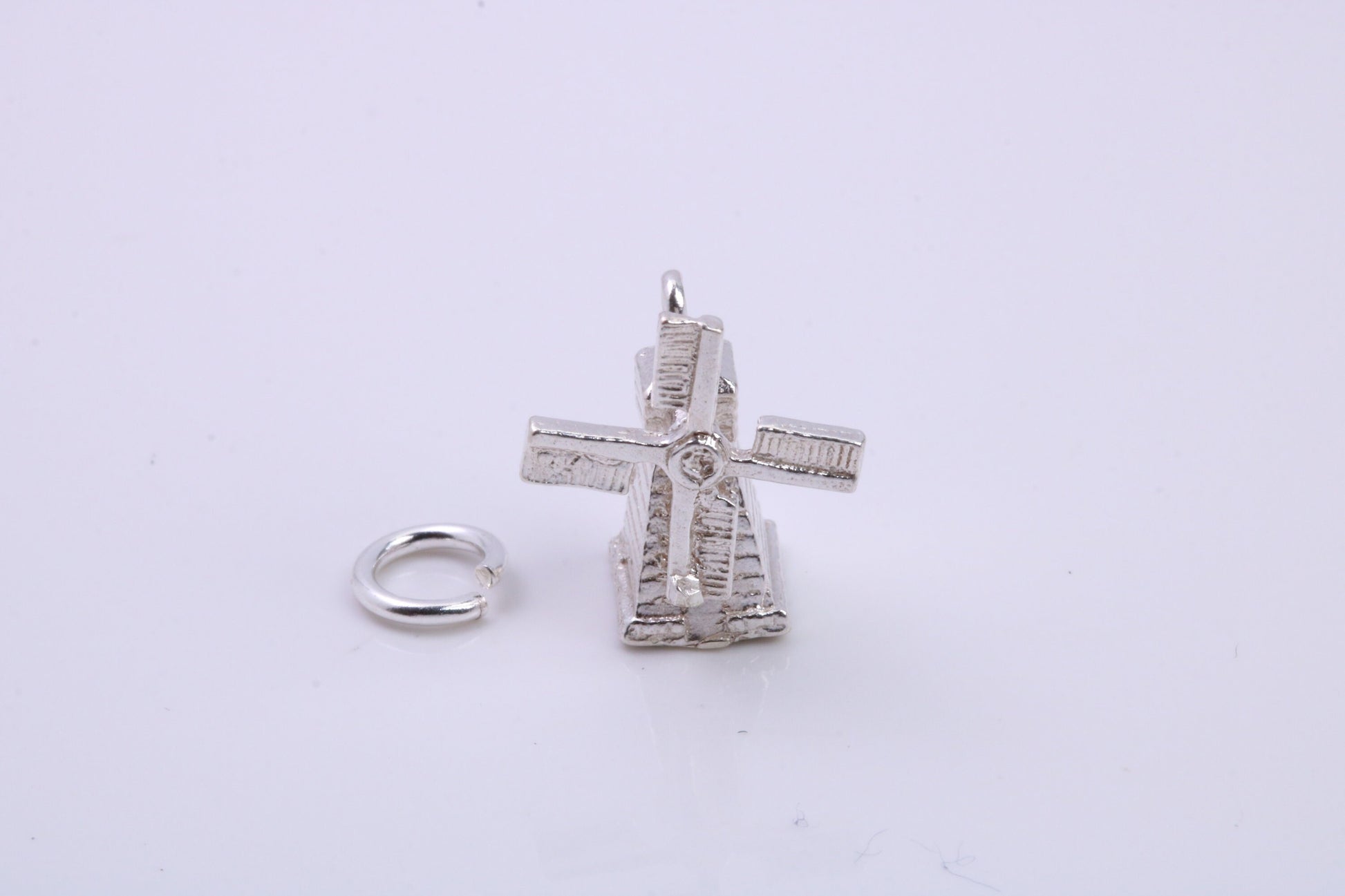 Windmill Charm, Traditional Charm, Made from Solid 925 Grade Sterling Silver, Complete with Attachment Link