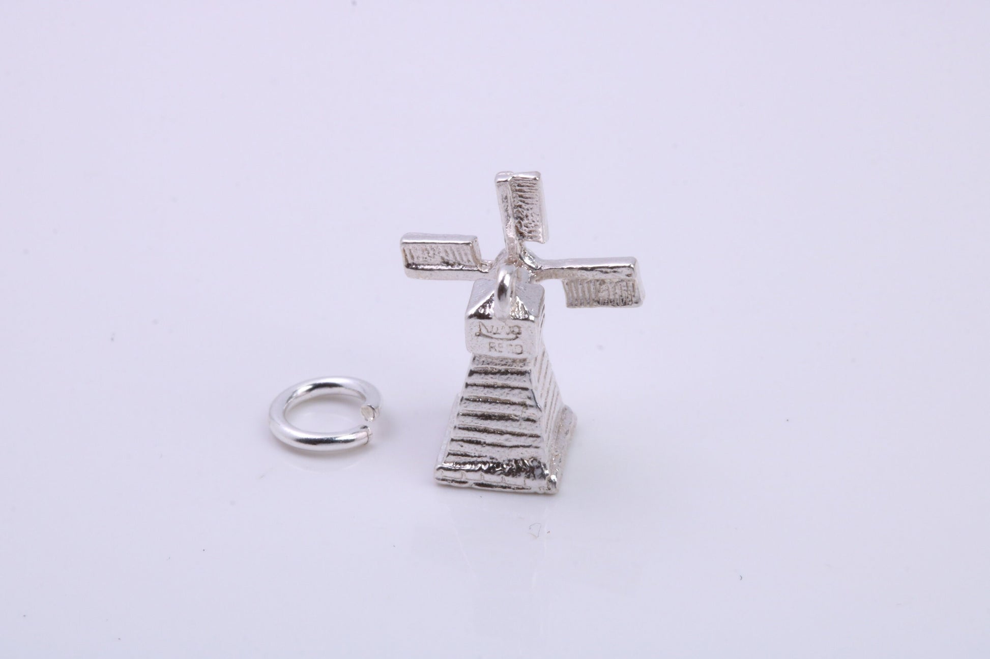 Windmill Charm, Traditional Charm, Made from Solid 925 Grade Sterling Silver, Complete with Attachment Link