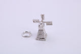 Windmill Charm, Traditional Charm, Made from Solid 925 Grade Sterling Silver, Complete with Attachment Link