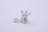 Windmill Charm, Traditional Charm, Made from Solid 925 Grade Sterling Silver, Complete with Attachment Link