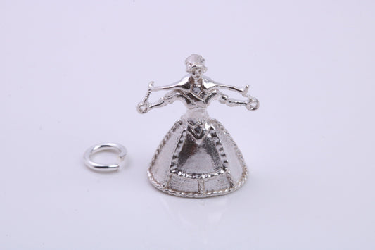 Water Carrier Charm, Traditional Charm, Made from Solid 925 Grade Sterling Silver, Complete with Attachment Link
