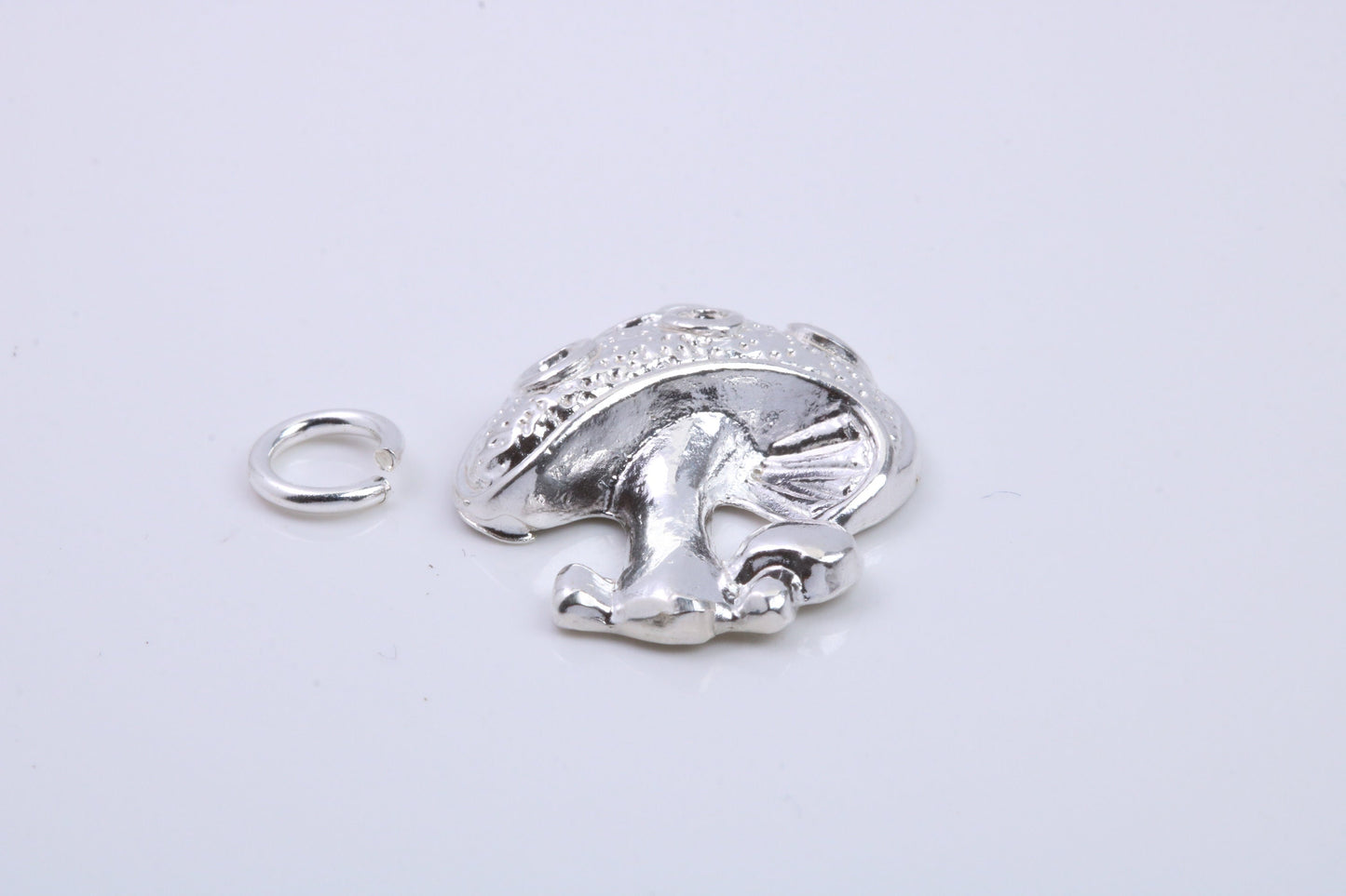 Toadstool Charm, Traditional Charm, Made from Solid 925 Grade Sterling Silver, Complete with Attachment Link
