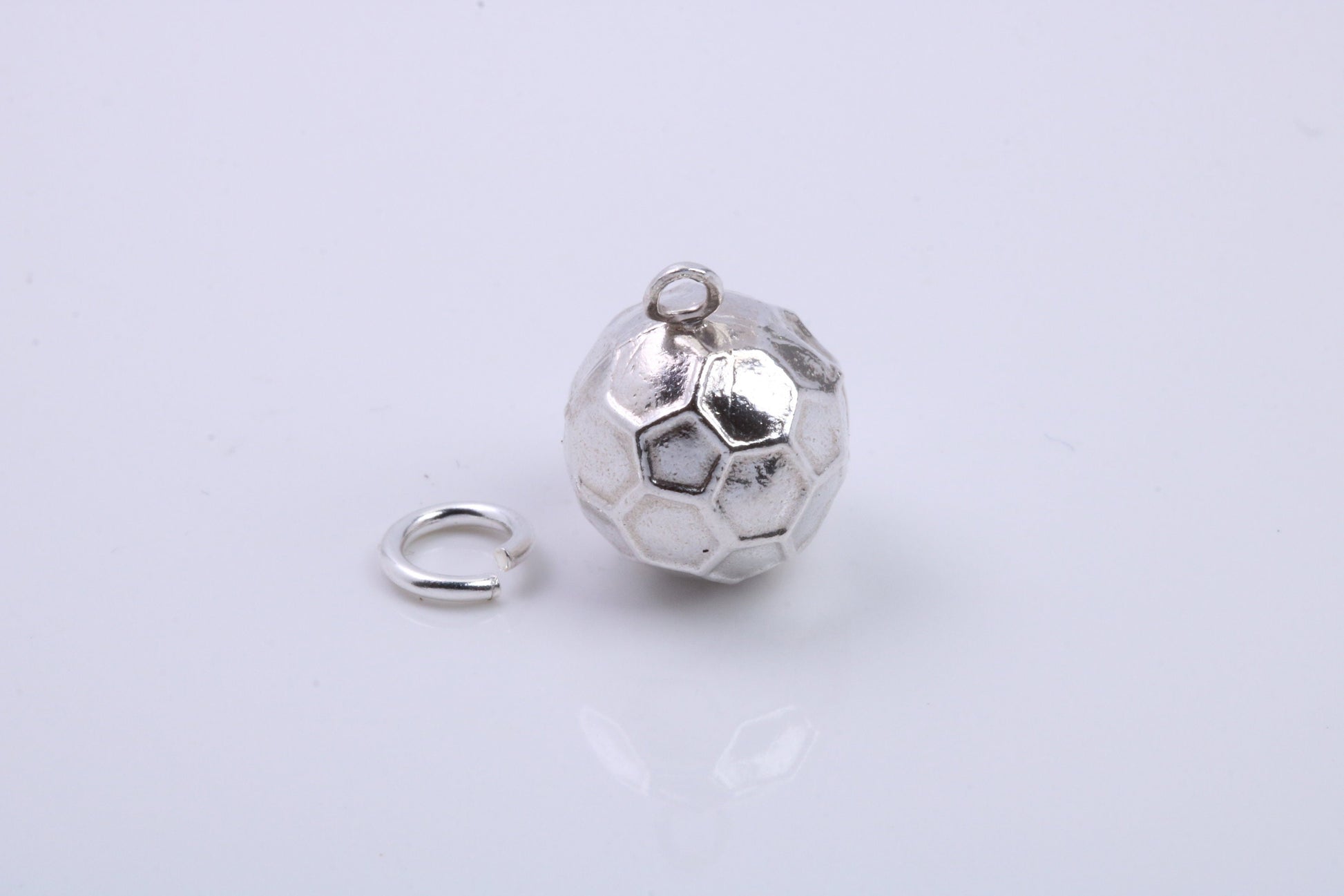 Foot Ball Charm, Traditional Charm, Made from Solid 925 Grade Sterling Silver, Complete with Attachment Link