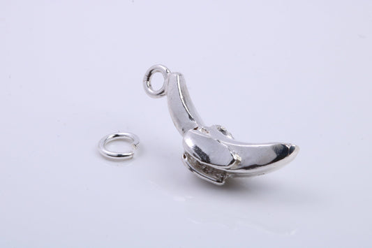 Banana Charm, Traditional Charm, Made from Solid 925 Grade Sterling Silver, Complete with Attachment Link