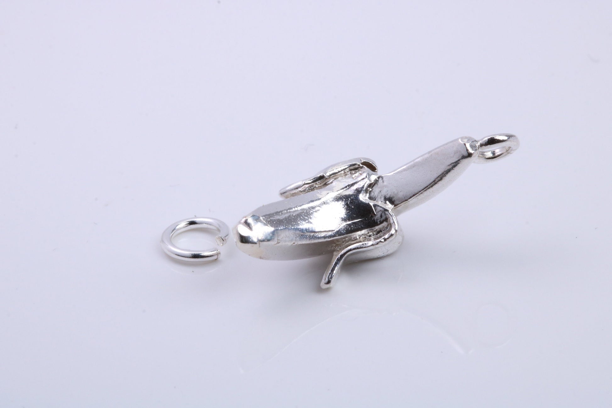 Banana Charm, Traditional Charm, Made from Solid 925 Grade Sterling Silver, Complete with Attachment Link