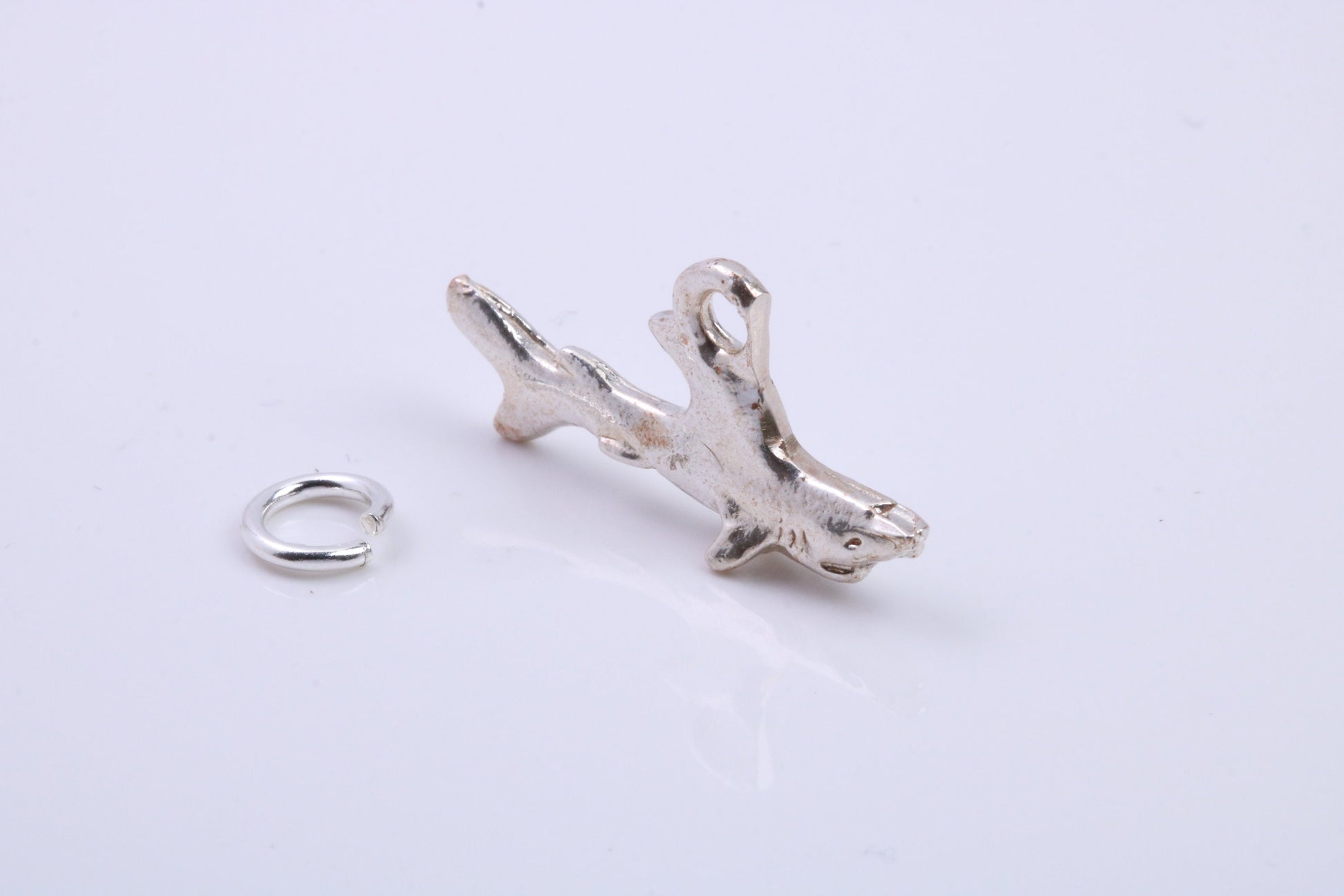Shark Charm, Traditional Charm, Made from Solid 925 Grade Sterling Silver, Complete with Attachment Link