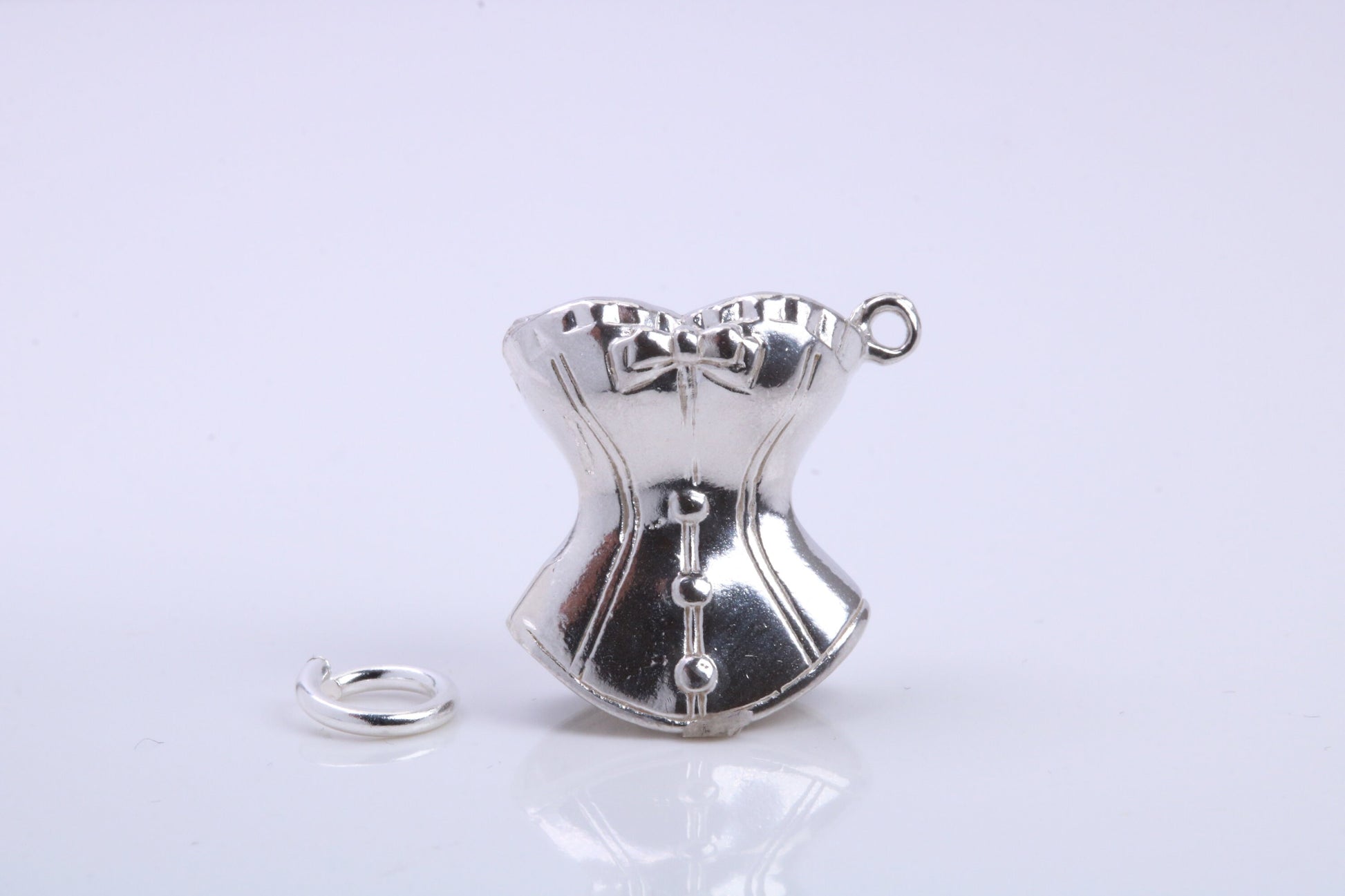 Corset Charm, Traditional Charm, Made from Solid 925 Grade Sterling Silver, Complete with Attachment Link