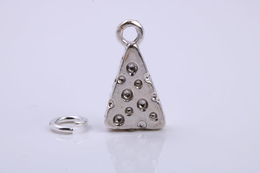 Wedge of Cheese Charm, Traditional Charm, Made from Solid 925 Grade Sterling Silver, Complete with Attachment Link
