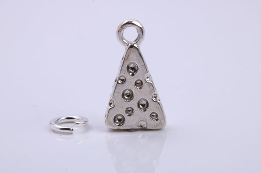 Wedge of Cheese Charm, Traditional Charm, Made from Solid 925 Grade Sterling Silver, Complete with Attachment Link