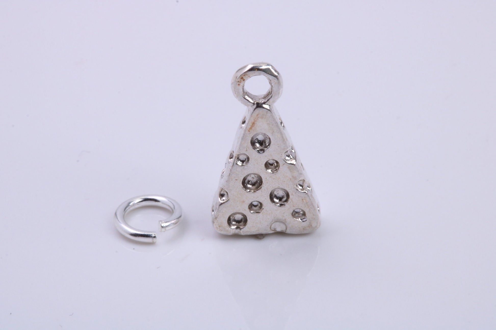 Wedge of Cheese Charm, Traditional Charm, Made from Solid 925 Grade Sterling Silver, Complete with Attachment Link
