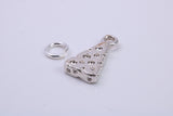 Wedge of Cheese Charm, Traditional Charm, Made from Solid 925 Grade Sterling Silver, Complete with Attachment Link