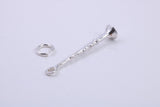 Flute Charm, Traditional Charm, Made from Solid 925 Grade Sterling Silver, Complete with Attachment Link