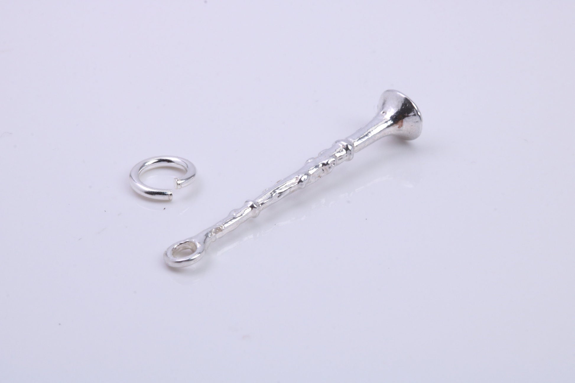 Flute Charm, Traditional Charm, Made from Solid 925 Grade Sterling Silver, Complete with Attachment Link