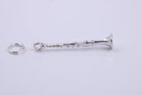 Flute Charm, Traditional Charm, Made from Solid 925 Grade Sterling Silver, Complete with Attachment Link