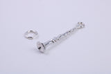 Flute Charm, Traditional Charm, Made from Solid 925 Grade Sterling Silver, Complete with Attachment Link