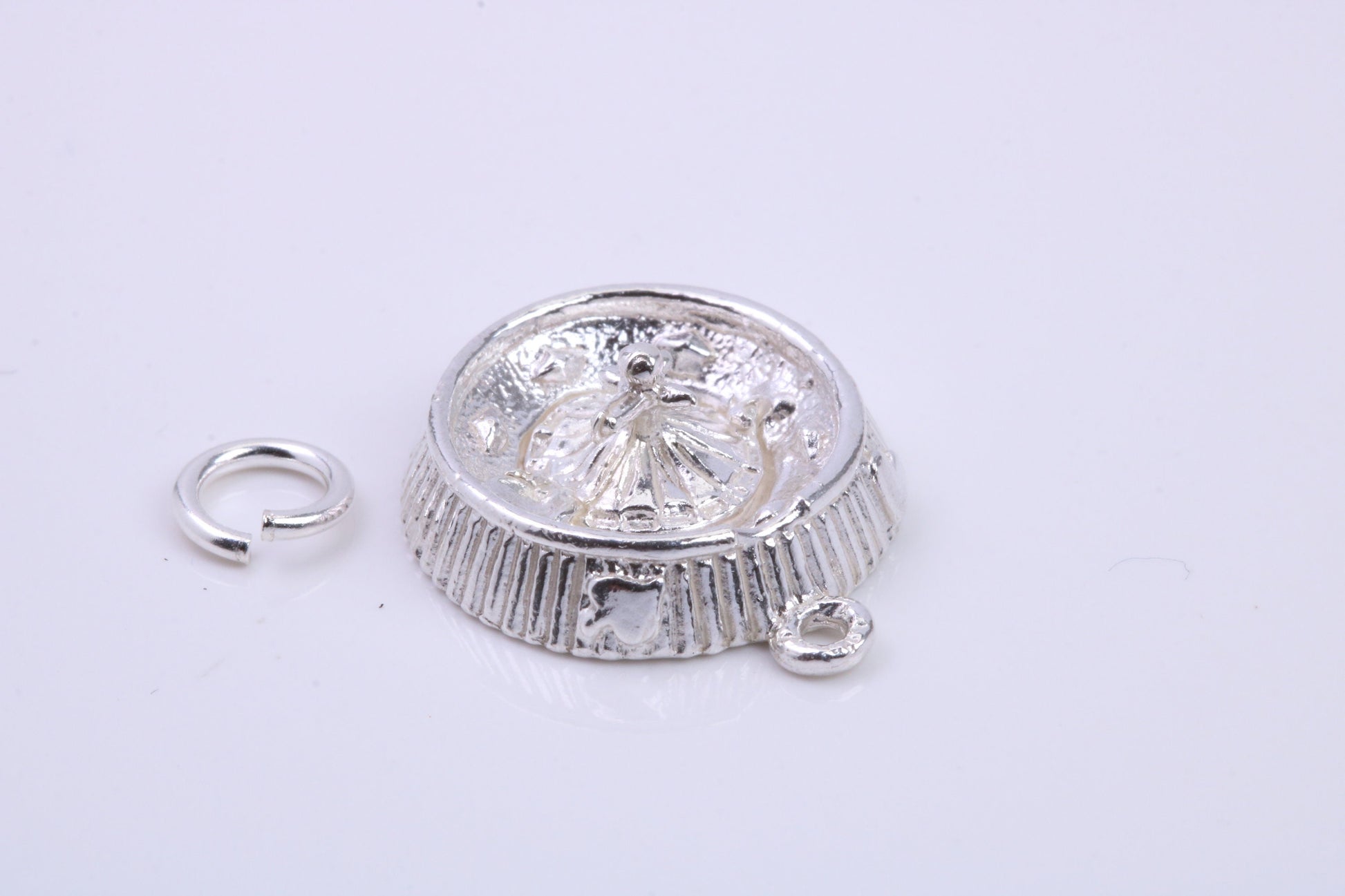 Roulette Wheel Charm, Traditional Charm, Made from Solid 925 Grade Sterling Silver, Complete with Attachment Link