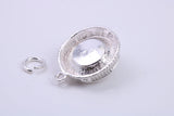Roulette Wheel Charm, Traditional Charm, Made from Solid 925 Grade Sterling Silver, Complete with Attachment Link