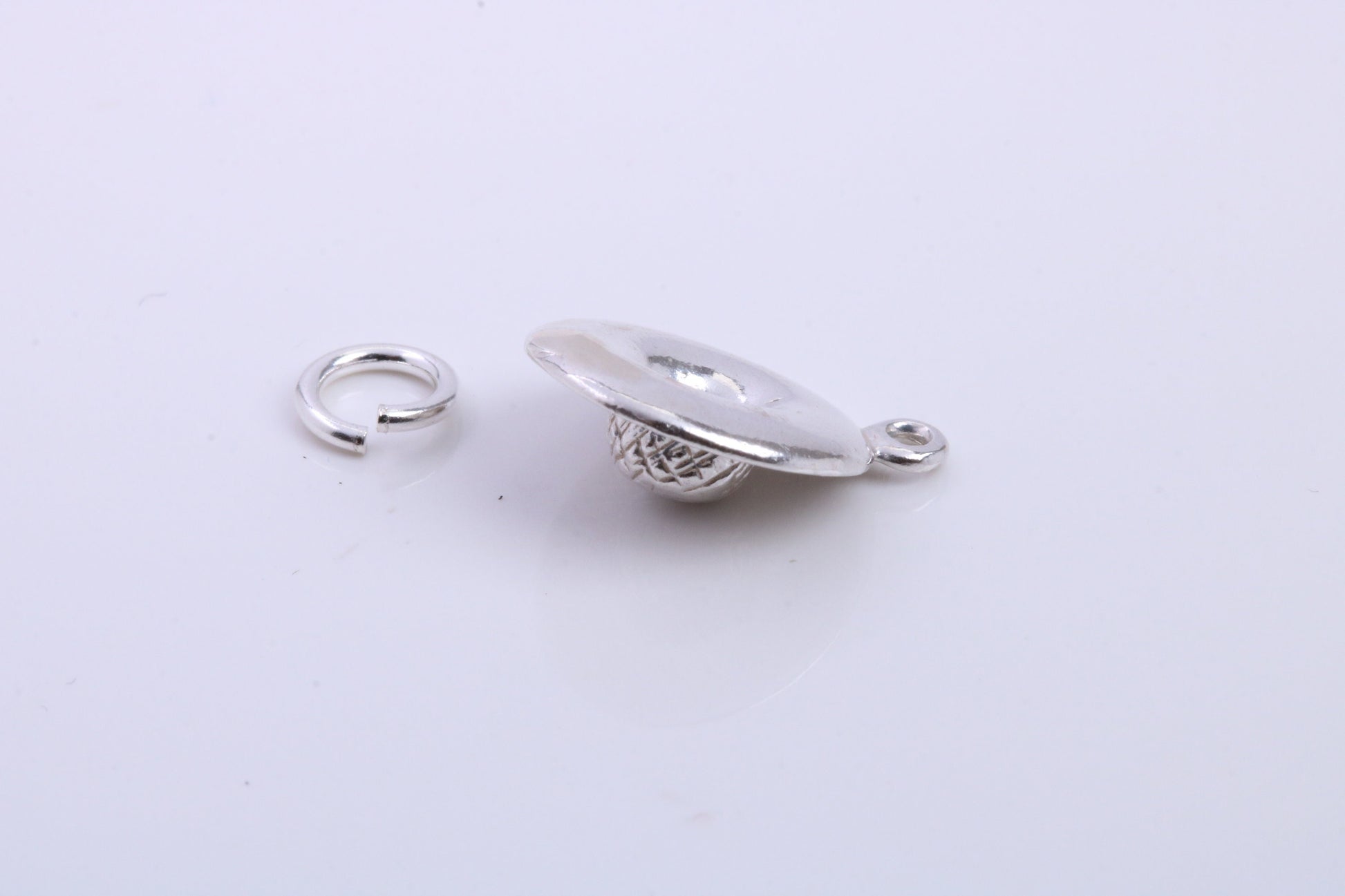 Garden Sun Hat Charm, Traditional Charm, Made from Solid 925 Grade Sterling Silver, Complete with Attachment Link