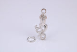 Squid Charm, Traditional Charm, Made from Solid 925 Grade Sterling Silver, Complete with Attachment Link