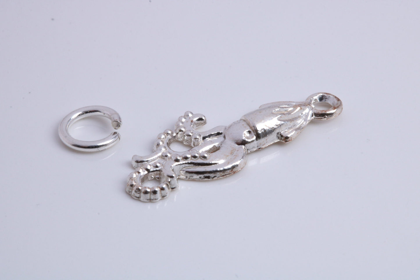 Squid Charm, Traditional Charm, Made from Solid 925 Grade Sterling Silver, Complete with Attachment Link