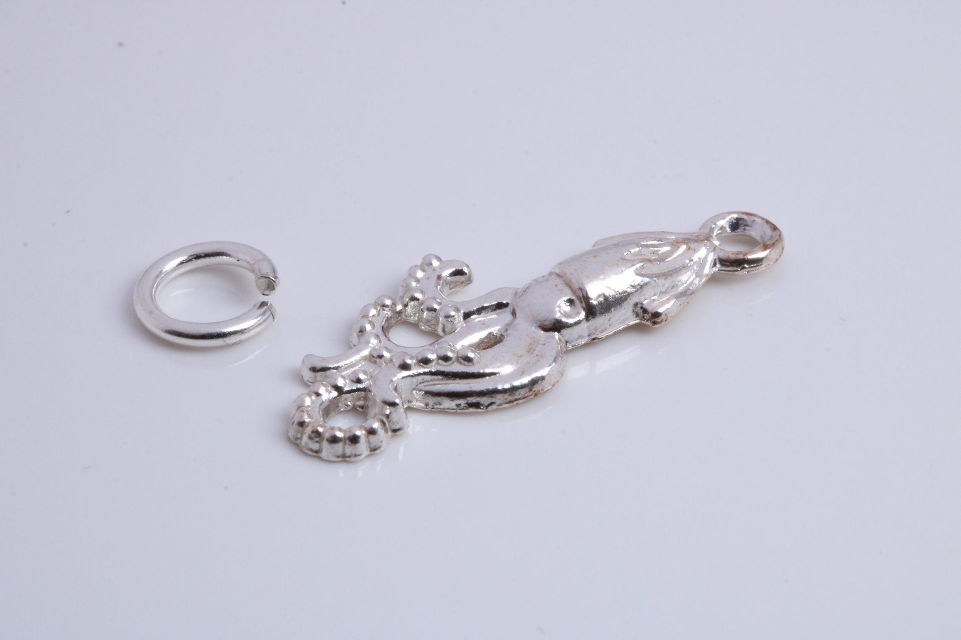 Squid Charm, Traditional Charm, Made from Solid 925 Grade Sterling Silver, Complete with Attachment Link